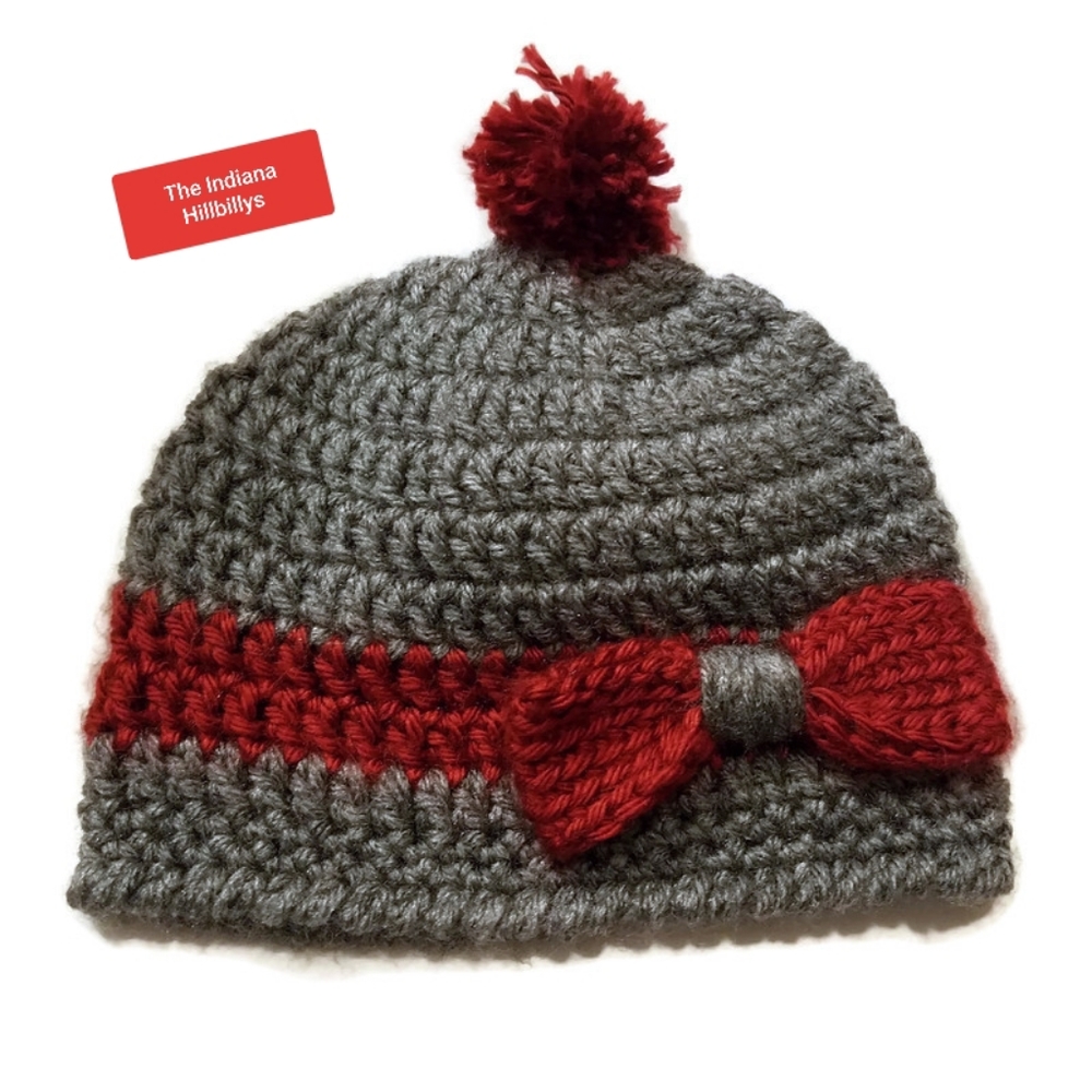 Toddlers Beanie Pom Pom Bow Hat Christmas